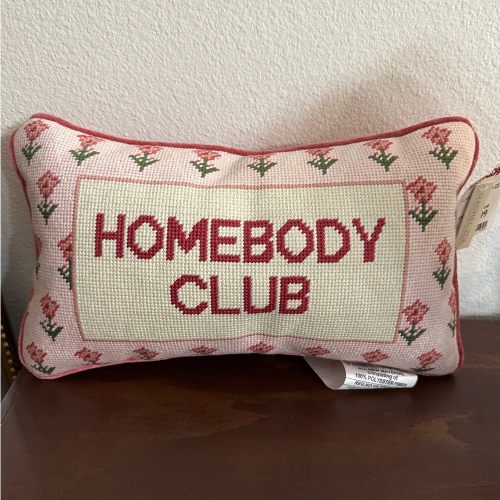 Pink 'Homebody Club' Decorative Pillow